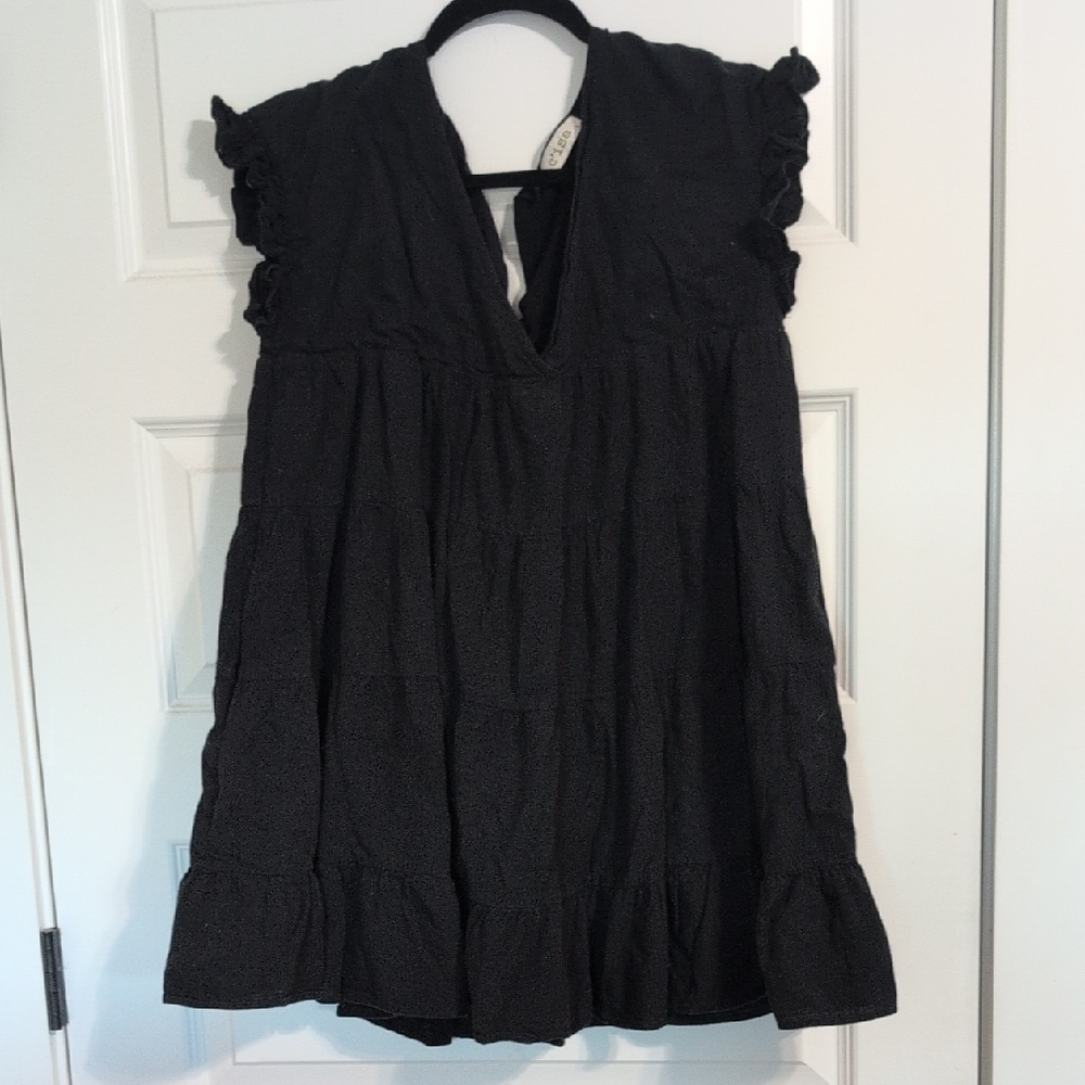 Black Ruffled Women's Top